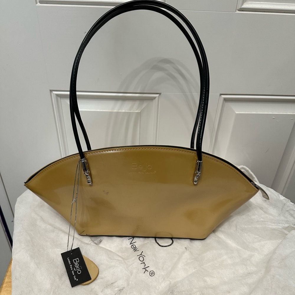 Beijo Patten Leather Half Moon Shoulder Bag. NWT
